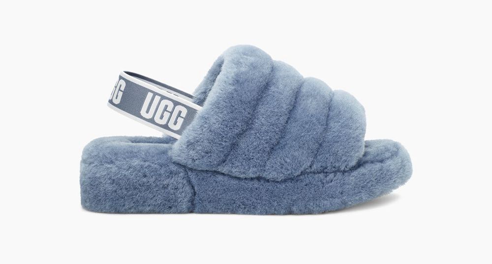 Ugg Slide Womens - Ugg Fluff Yeah Blue - 820YDXJZG